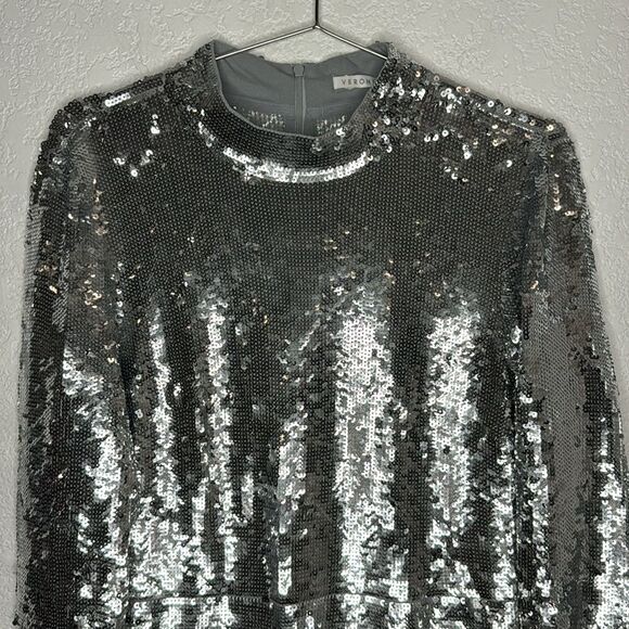 NWT Veronica Beard Silver Sequins Nila MIDI Dress Size 8 Revolve - Picture 4 of 16